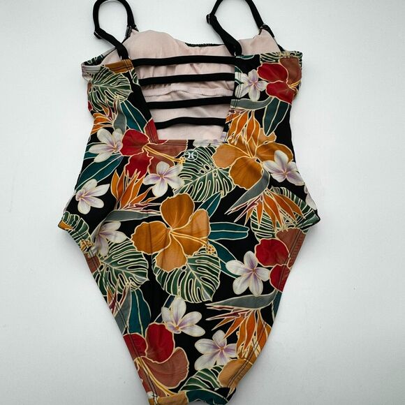 HURLEY | Women's Small One Piece Swimsuit Tropical Floral Strappy Back UPF 50+ - Picture 3 of 10